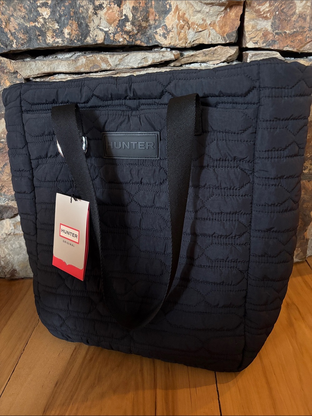 Hunter Black Quilted Tote new